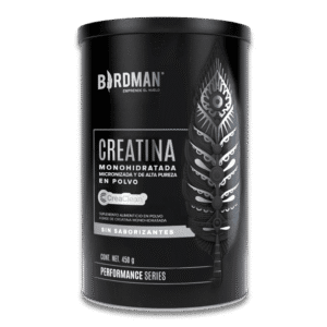 Birdman Creatina Monohidratada 450g en polvo, suplemento vegano sin azúcar para fuerza, potencia y recuperación muscular.