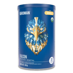 Proteína vegana orgánica Birdman Falcon Protein sabor vainilla en polvo, presentación 510 g, con 22 g de proteína por porción, 7 fuentes vegetales, enzimas digestivas y probióticos.