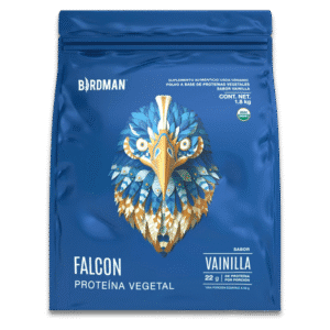 Birdman Falcon Protein proteína vegetal orgánica sabor vainilla 1.8kg, 22g de proteína por porción, suplemento vegano certificado USDA.
