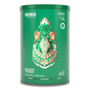 Birdman Parrot Greens & Protein 900g sabor matcha, proteína vegana con superalimentos, fibra, vitaminas A, C y B9, suplemento en polvo