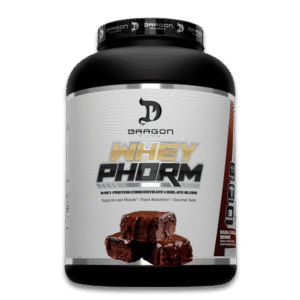 Dragon Pharma Whey Phorm Proteína en Polvo sabor Doble Chocolate Brownie 5 lb isolate blend y whey protein concentrate suplemento alimenticio para masa muscular y recuperación