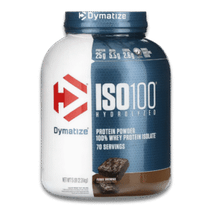 Dymatize ISO100 Hydrolyzed 100% Whey Protein Isolate sabor Fudge Brownie 5 lb 76 servicios suplemento alimenticio para masa muscular y recuperación