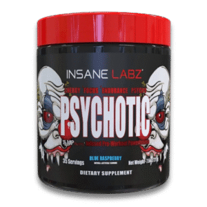 Insane Labz Psychotic Pre-Workout Blue Raspberry 35 servicios suplemento en polvo para energía extrema, fuerza y enfoque en entrenamientos