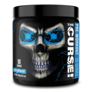 Pre-entreno The Curse Blue Raspberry de JNX Sports, suplemento energético con óxido nítrico