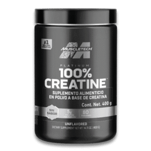 Muscletech Platinum Creatine 400g 80 servicios suplemento de creatina monohidratada micronizada sin sabor para fuerza y recuperación muscular