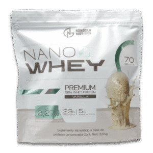 Nanogen Nutrition Nanowhey Premium 100% Whey Proteína en Polvo sabor Vainilla 5 lb 2.27 kg suplemento alimenticio para masa muscular y recuperación