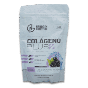 Nanogen Nutrition Colágeno Plus 500g sabor mora suplemento en polvo con colágeno hidrolizado, ácido hialurónico y glucosamina para piel, articulaciones y cabello